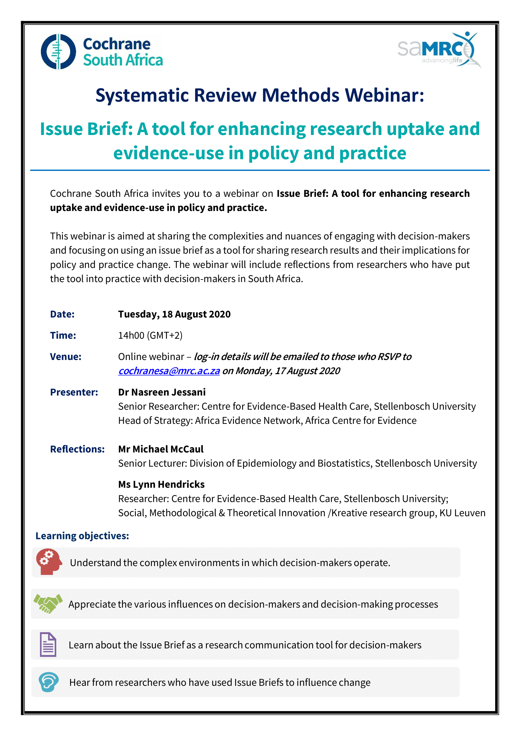 Issue brief: A tool for enhancing research uptake and evidence-use in policy and practice