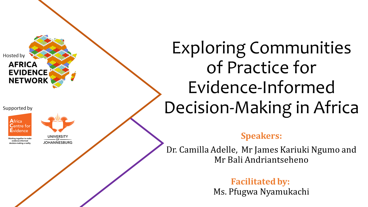 EVENT UPDATE | #AfricaEvidenceWebinar | Exploring communities of practice for evidence-informed decision-making in Africa