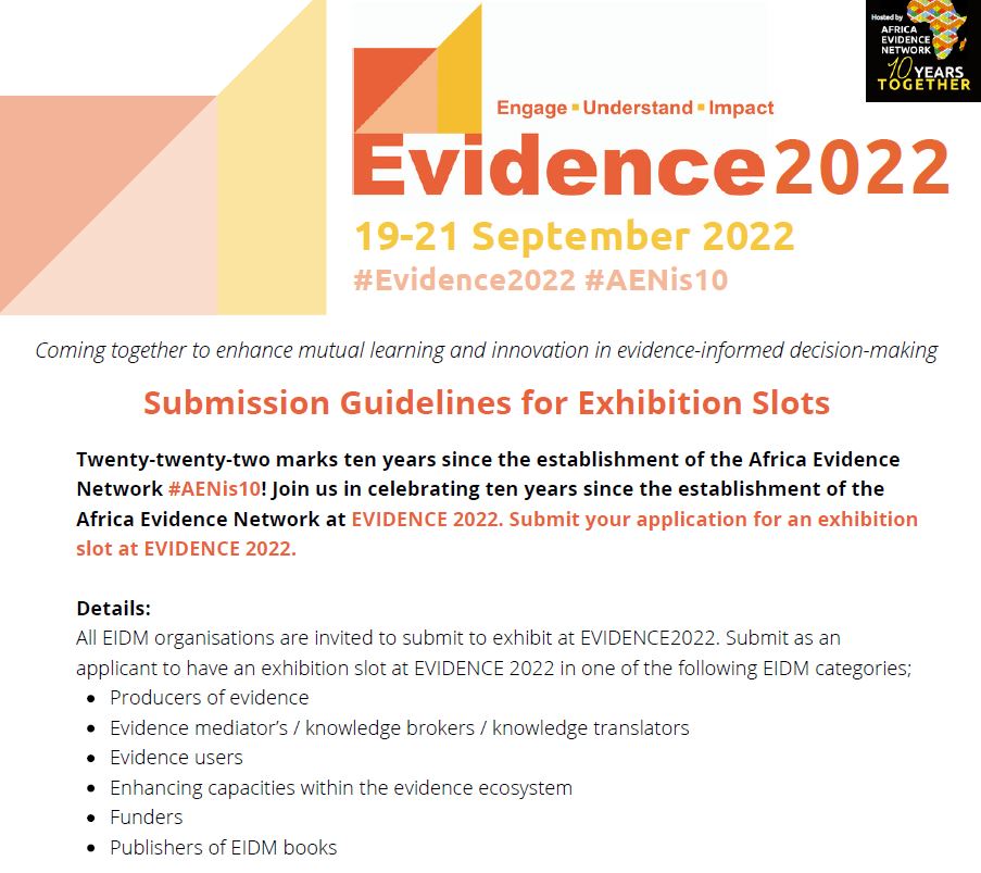 EVIDENCE 2022 | Exhibition Slots Application Guidelines